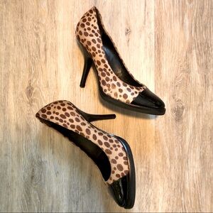 DKNY Leopard PonyHair Patent High Heel Pumps